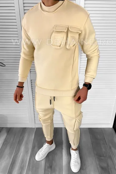 Trening barbati pantaloni + hanorac bej CU MIC DEFECT DEF K156 N5-4.2